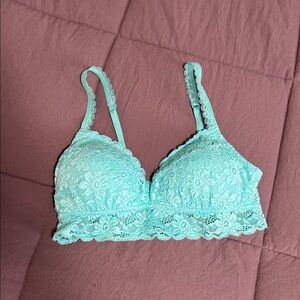 Aerie Floral Lace Padded Bralette S Turquiose